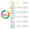 6 steps infographic design. Template for diagram, graph and chart. Timeline design with 6 levels, options, circles. Royalty Free Stock Photo